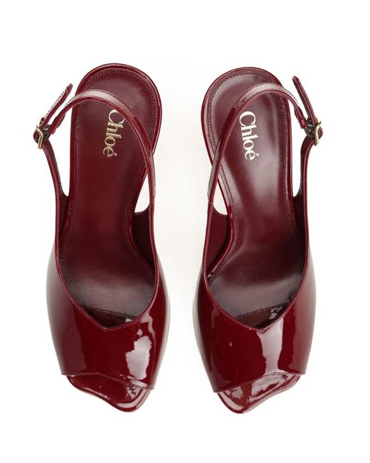 Chloé Purple Patent Leather Slingback Sandals