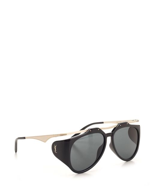 Saint Laurent Gray "sl M137" Aviator Sunglasses