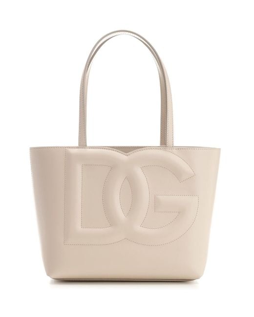 Dolce & Gabbana White Dg Leather Tote
