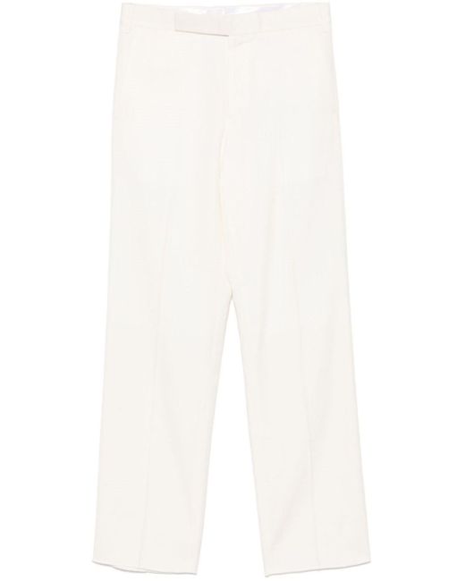 Lardini White Flamed Viscose And Silk Trousers for men