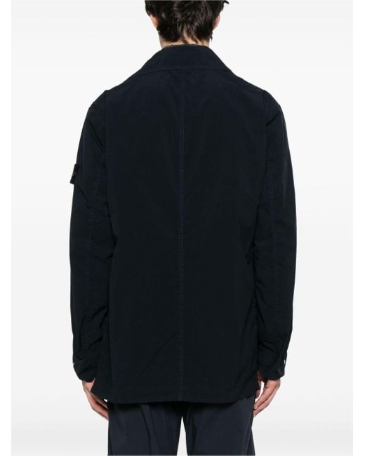 Stone Island Black Short Nylon Trench Coat for men
