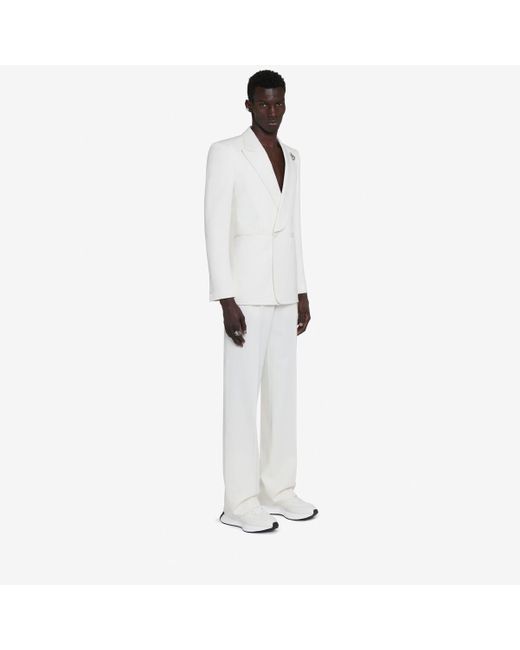 Veste à double boutonnage et demi-col châle Alexander McQueen pour homme en coloris White