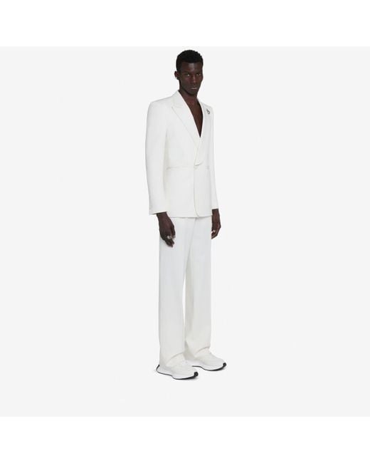 Alexander McQueen White Half Shawl Collar Double-breasted Jacket for men