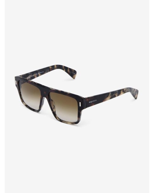 McQueen Black T-Bar Rivet Square Sunglasses