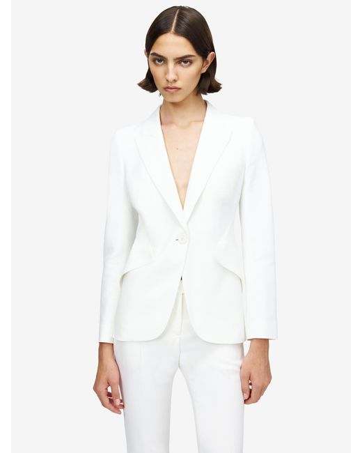 McQueen White Crepe Peak Jacket