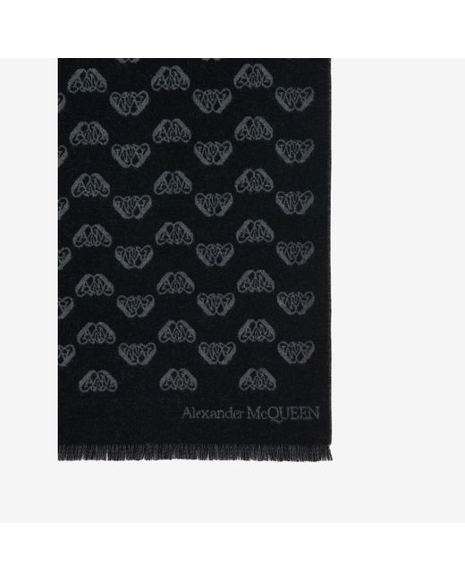 メンズ Alexander McQueen アップ&ダウン シールロゴ スカーフ Black
