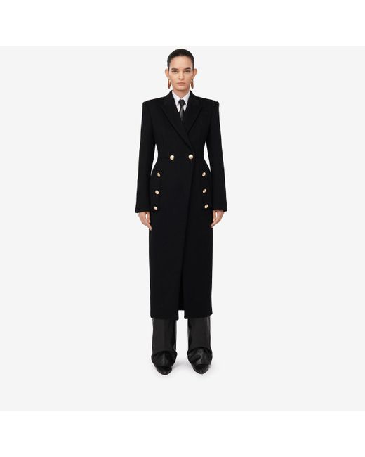Alexander McQueen Black Double-breasted Military Coat