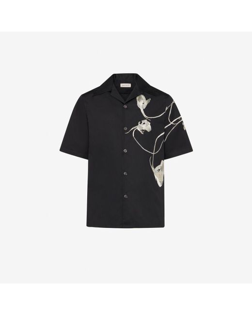 Alexander McQueen Black Pressed Flower Hawaiian Shirt for men