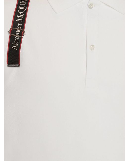 Alexander McQueen White Harness Polo Shirt for men