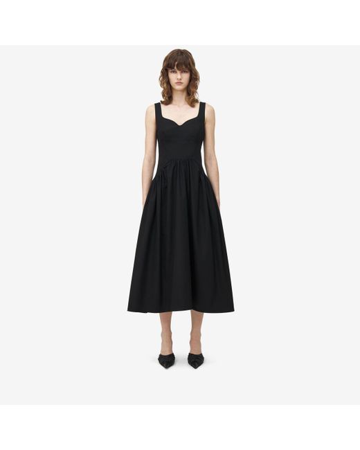 Alexander McQueen スウィートハート ネックライン ミディドレス Black