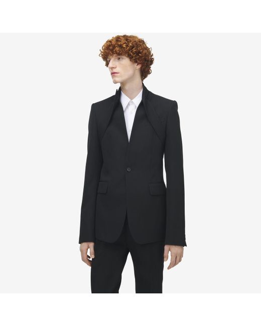 Alexander McQueen Blue Reverse Lapel Single-Breasted Jacket for men