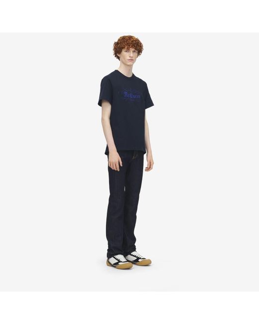 Alexander McQueen Blue Mcqueen Script Print T-Shirt for men