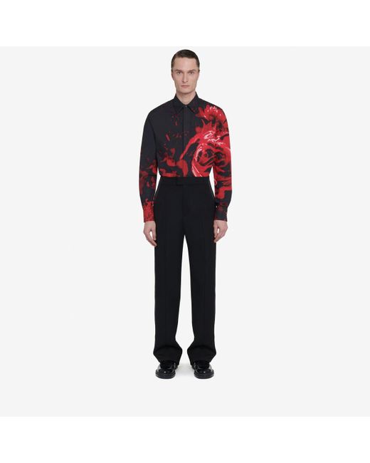 Alexander McQueen Red Black Wax Flower Shirt for men