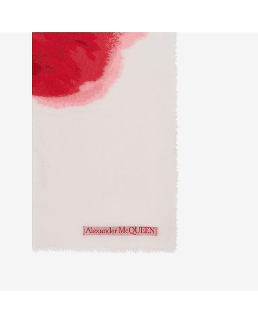 Alexander McQueen Red White Bleeding Rose Shawl