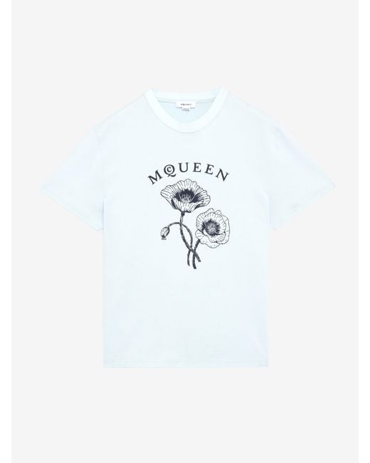 Alexander McQueen White Mcqueen Poppy T-Shirt for men