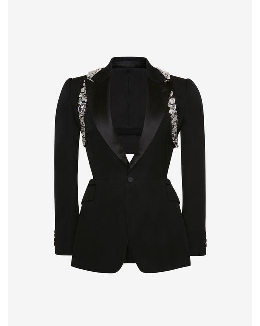Alexander McQueen Black Crystal Shard Harness Jacket for men