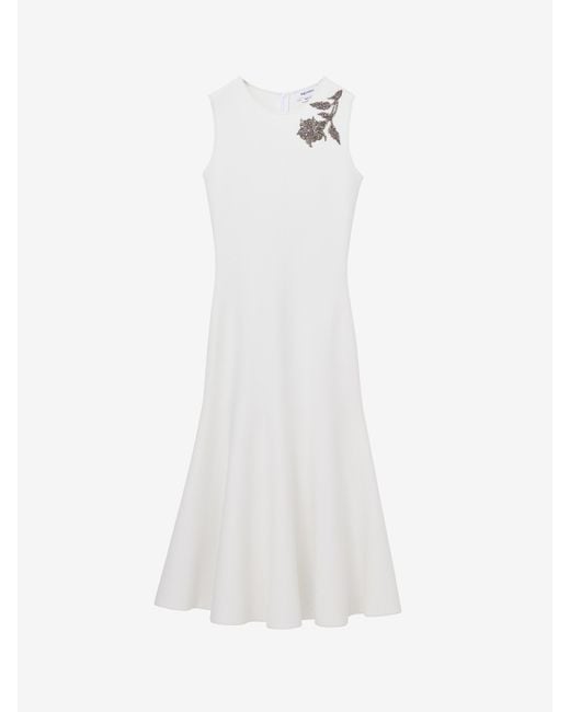 Alexander McQueen White Crystal-Embellished Midi Dress