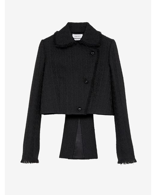 McQueen Black Light Tweed Cropped Jacket