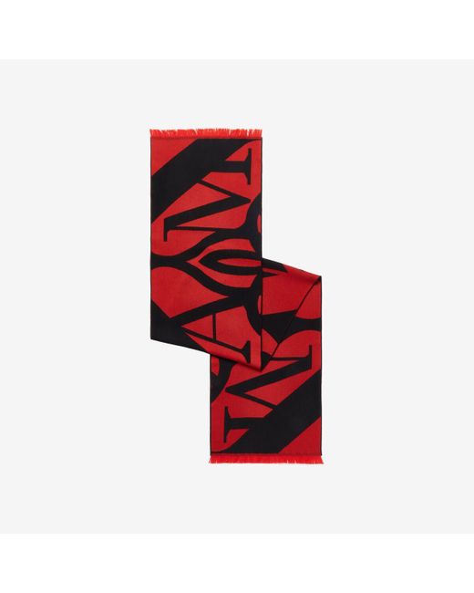 メンズ Alexander McQueen エクスプローデッド シールロゴ スカーフ Red