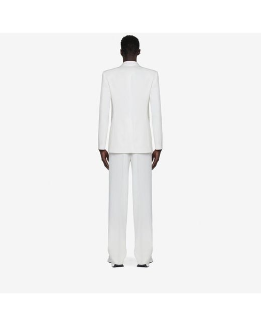 Giacca doppiopetto con mezzo collo sciallato di Alexander McQueen in White da Uomo