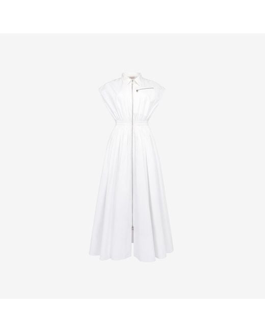 Alexander McQueen White Blusenkleid mit überschnittenen schultern