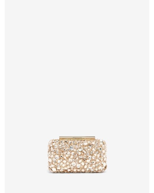 McQueen Natural Crystal Embroidery T-Bar Box Clutch