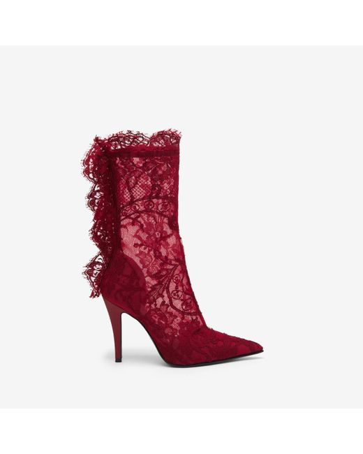 Alexander McQueen Red Heron Lace Boot
