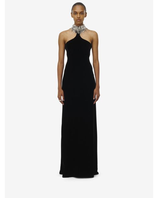 Alexander McQueen Black Embellished Maxi Dress