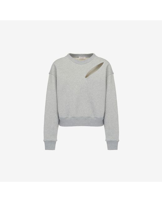 Alexander McQueen Gray Silver Slashed Sweatshirt