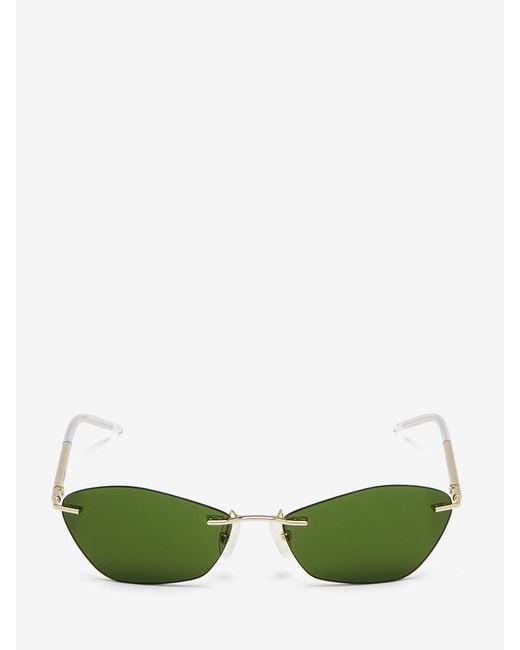 McQueen Green T-bar Slim Sunglasses