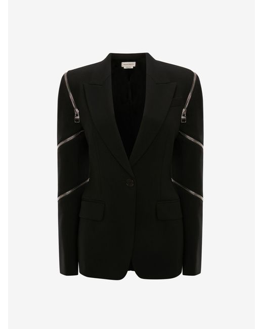 Alexander McQueen Black Spiral Zip Jacket