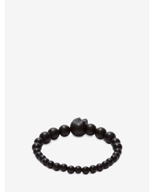 McQueen Black Skull Bead Bracelet for men