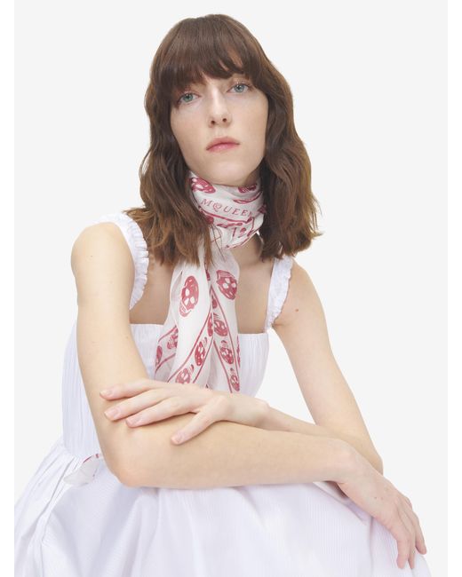 McQueen Pink Classic Skull Scarf