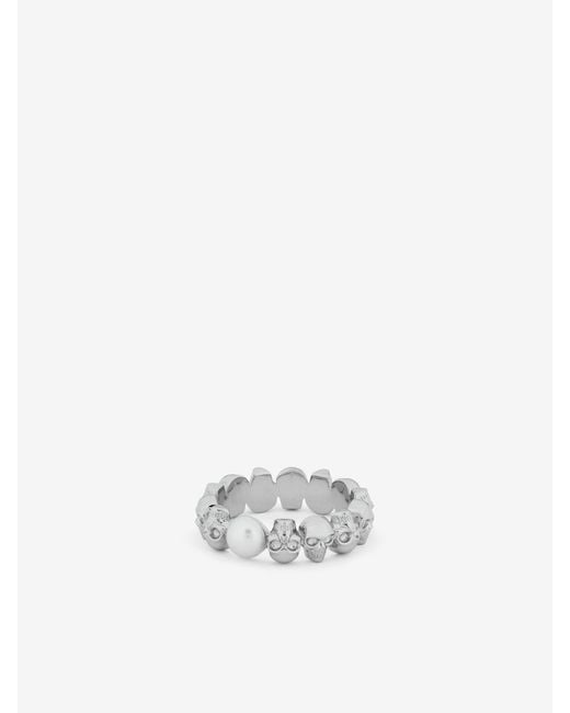 McQueen White Skull And Ring for men