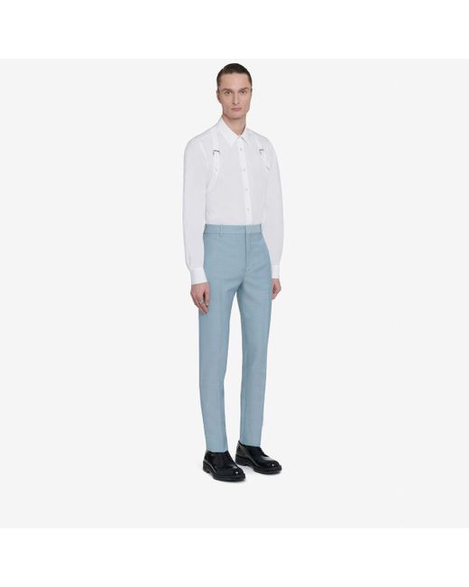 Alexander McQueen Blue Tailored Cigarette Trousers for men
