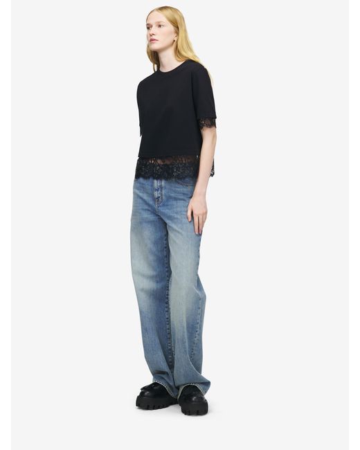 McQueen Blue Lace Detail T-Shirt