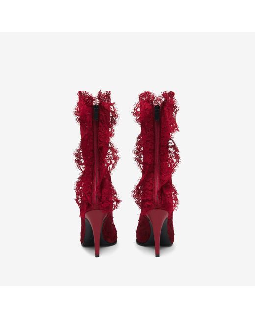 Alexander McQueen Red Heron Lace Boot