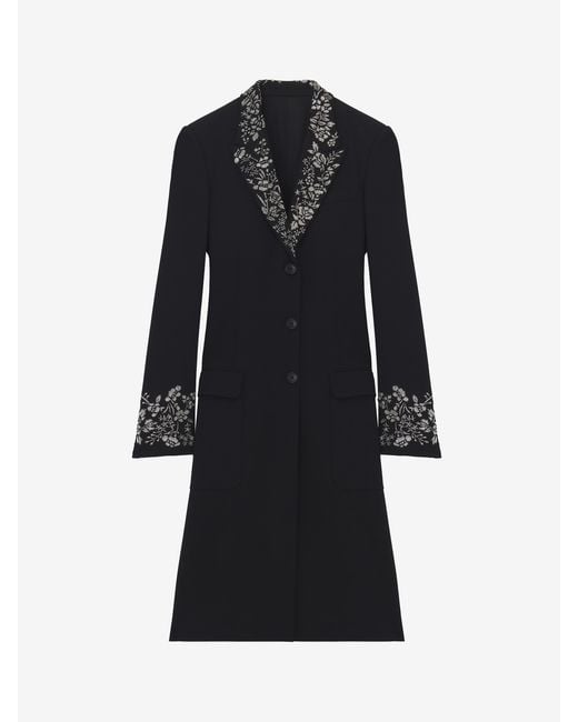 McQueen Blue Floral Embroidery Coat