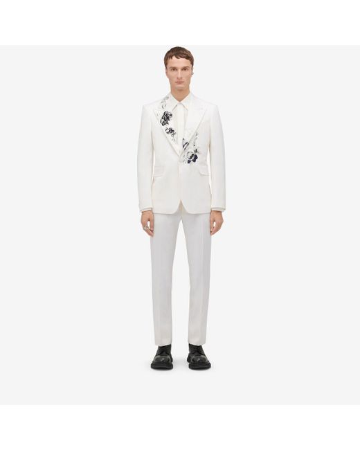 Giacca monopetto dutch flower di Alexander McQueen in White da Uomo