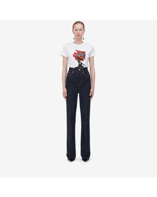 T-shirt aderente shadow rose di Alexander McQueen in Red