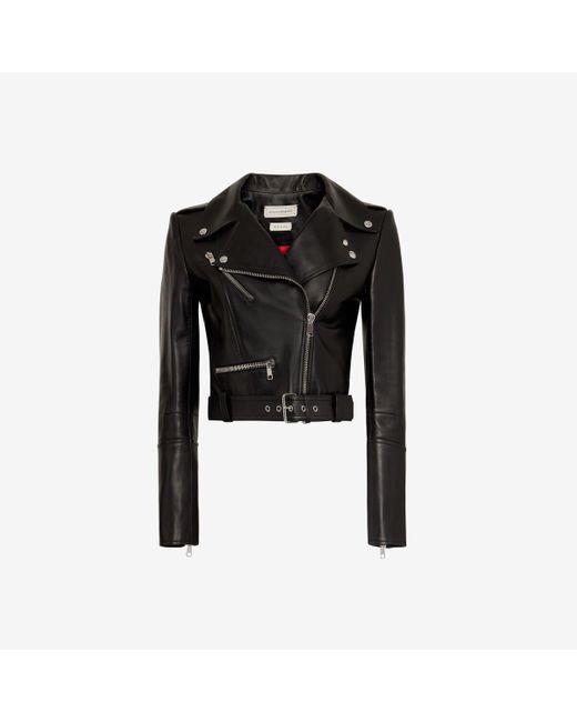 Alexander McQueen Black Cropped Leather Jacket