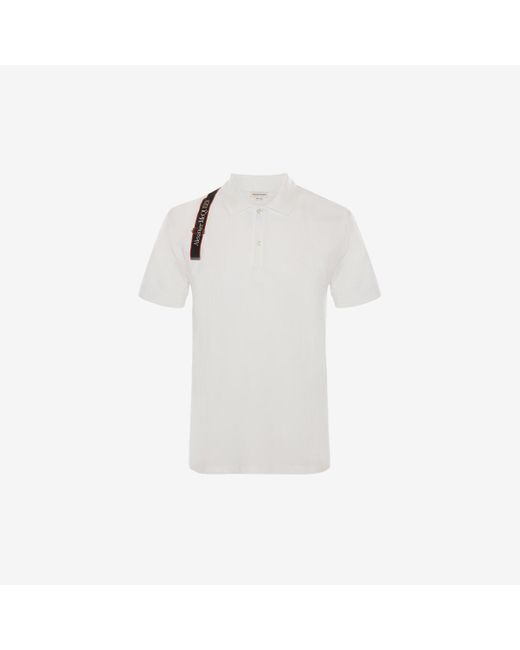 Alexander McQueen White Harness Polo Shirt for men