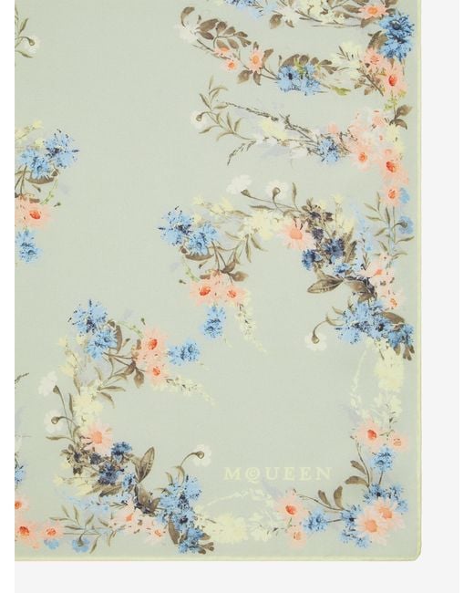 McQueen Blue Wallpaper Floral Ribcage Scarf