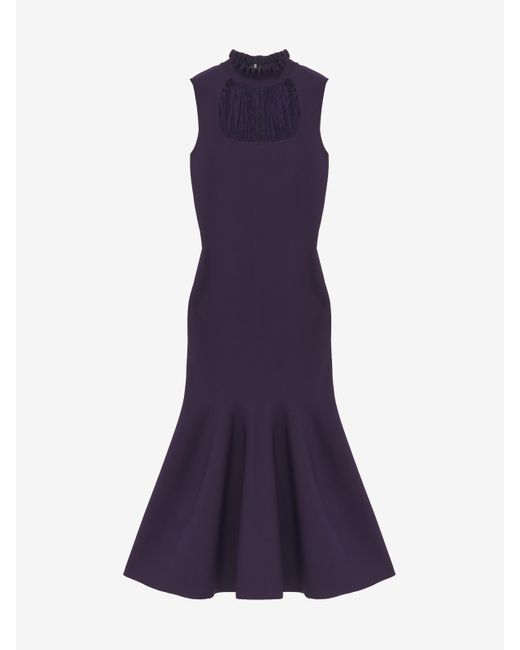 Alexander McQueen Blue Midikleid Mit Spitzeneinsatz