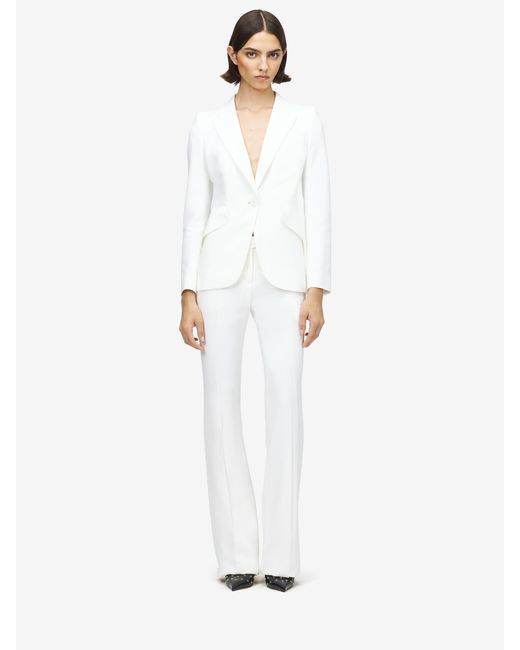 McQueen White Crepe Peak Jacket