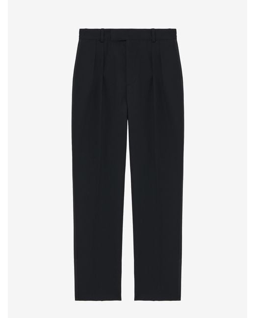 McQueen White Pleat Detail Tuxedo Trousers for men