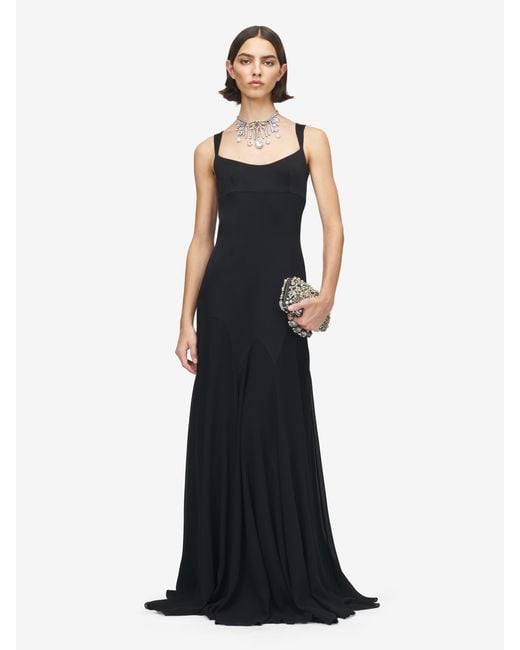 McQueen Women's White Satin Evening Dress McQueen Women's White Satin Evening Dress
