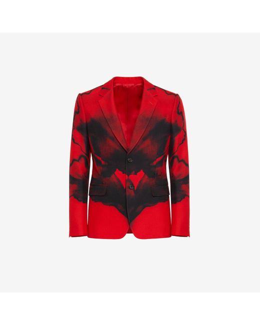 Alexander McQueen Red Ink Flower Single-breasted Jacket for men
