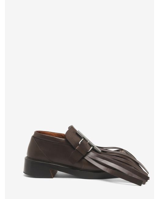 Alexander McQueen Brown T-Bar Fringe Loafer for men