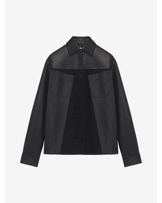 McQueen Black Leather Overshirt for men